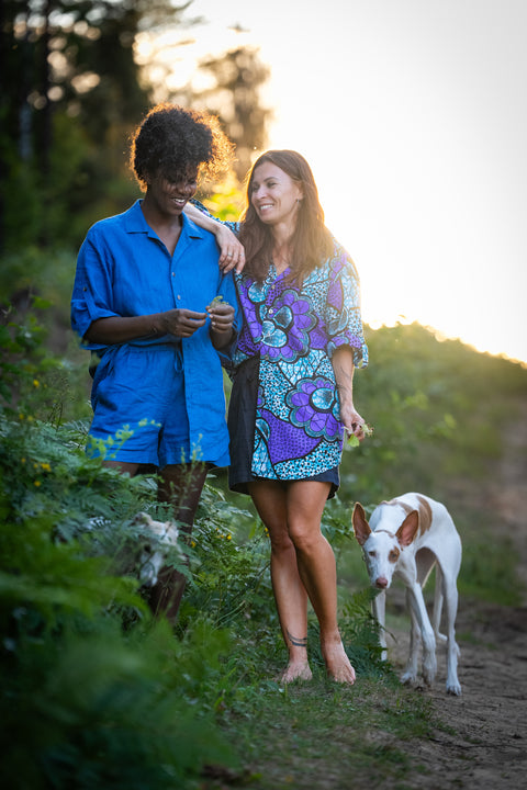 blue linen shirt