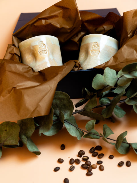 Set of 2 Handmade Coffee cups in a box