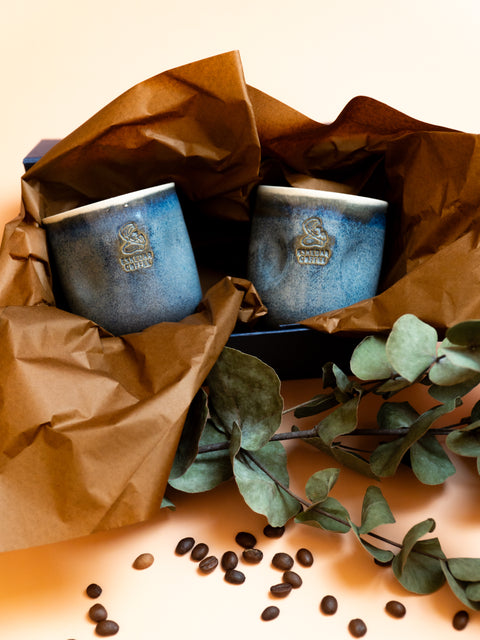 Set of 2 Handmade Coffee cups in a box