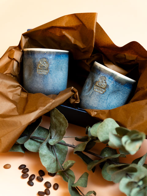 Set of 2 Handmade Coffee cups in a box